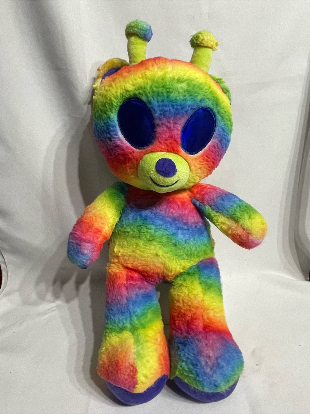 Build-A-Bear Rainbow Bearlien plush toy BAB Excellent Condition Stiffly Stuffed
